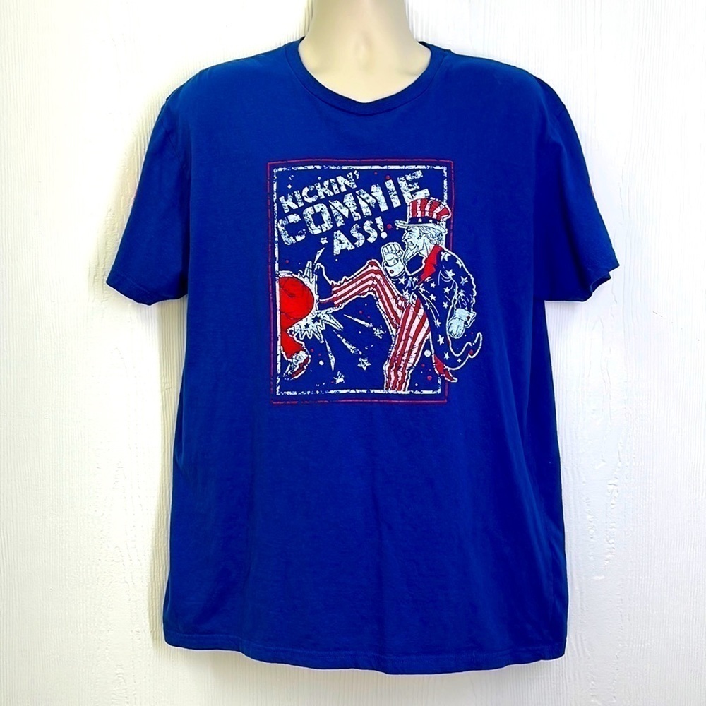 Grunt Style - Uncle Sam Kicking In Patriotic Colors Short Sleeve T Shirt XL